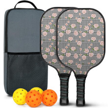 Pickleball Paddles Set Floral Fiberglass 2 Paddles 2 Balls