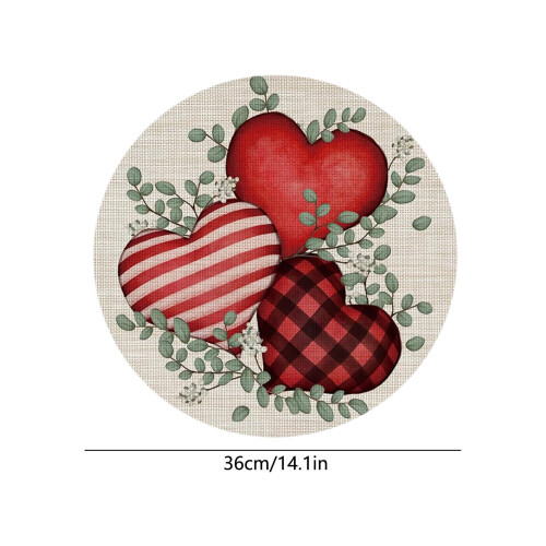 Valentinsdag hjerteformet bordmatte rund 14 tommer 2