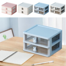 Organizador de escritorio con cajón – Almacenamiento de escritorio de plástico de color sólido para material de oficina y joyas, diseño