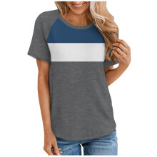 VERUGU Damen Tops Raglan-Shirts mit Rundhalsausschnitt, trendige Sommer-T-Shirts mit Farbblock-Design, lockere, bequeme Blusen für Leggings,