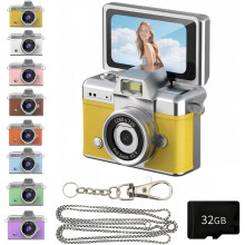 2026Mini digitális fényképezőgép1,47"-es LCD, 1080P, hüvelykujjméretű, kihajtható képernyő, kulcstartós retró stílus – 32 GB sárga,
