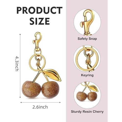 Γούρι για τσάντα Cherry, χαριτωμένα αξεσουάρ κερασιού, αστραφτερά γούρια για 2