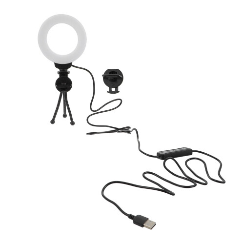 Circular Led Webcam Lighting Abs Black 1 Set 4.91X4.01X0.71In 2