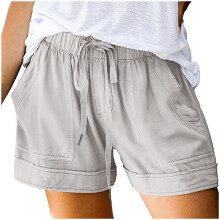 Pantaloni scurți de vară pentru femei, 2024, cu șnur, casual, confortabili, din bumbac, cu talie înaltă, pentru casă, pantaloni scurți sport