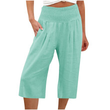 ZKCCNUK nyári női plus size capri laza, széles szárú, magas derekú, egyenes szabású, lezser nadrág