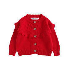 Effen cardigan voor meisjes, schattige gebreide top met knoopjes, zacht en comfortabel, lente/herfst bovenkleding voor kinderen van 3-24 maanden