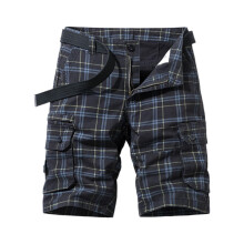 Pantalones cortos cargo para hombre de tallas grandes de heyac, pana de color liso, cuero sintético PU, elásticos, suaves, estilo streetwear,