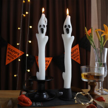Japceit Halloween luurankokynttilänjalat, 2 kpl, yhteensopiva kartiokynttilöiden kanssa, goottilainen juhlapöytäkoriste