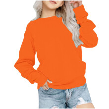 Sudadera infantil para niños y niñas, color liso, cuello redondo, moda infantil, primavera, otoño, linda sudadera de manga larga, color naranja