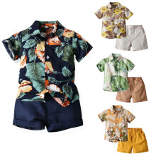 Conjuntos para niños pequeños 4T: Conjunto informal de dos piezas para niños de manga corta y cuello redondo con estampado + pantalones cortos
