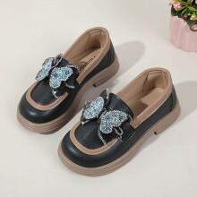 Chaussures habillées pour filles, fermeture à scratch, pour enfants, style décontracté ou habillé, en cuir noir, pointure 10,5.