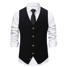 Mens Suit Vest Formal Single Breasted Sleeveless Classic Waistcoat Button Dress Suit Vest,Black