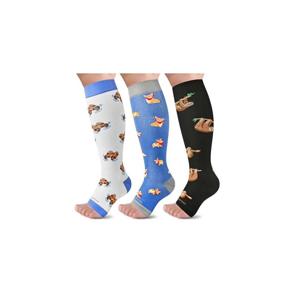 Open Toe Compression Socks for Women & Men 20-30mmHg Toeless Sock Knee High Support Stockings for Circulation Nurses Pregnant Travel