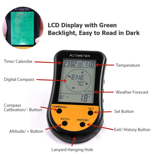 Μετεωρολογικός Σταθμός LCD 8 σε 1: Υψομετρητής, Βαρόμετρο, Θερμόμετρο, Ρολόι & 2