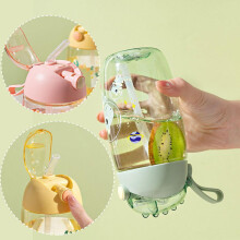 Cyan (C)$ New space cup for learning to drink, portable cup, anti-fall, straw cup for children, dinosaur water cup for learning to d
