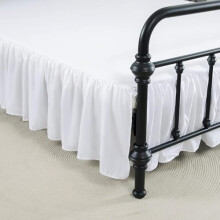 Jupe de lit blanche pour lit queen avec plateforme et bordure Ă volants
