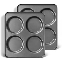 Set di 2 grandi teglie per muffin, teglia antiaderente per panini da hamburger da 4 tazze, teglia jumbo per whoopie pie per sandwich all'uovo, pane