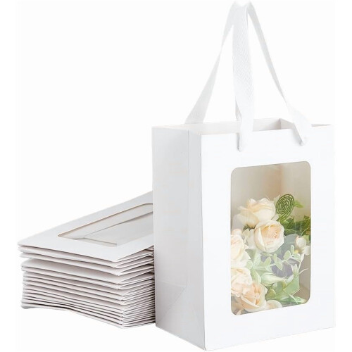 15 Sacolas de Presente Pretas com Janela Transparente 200x149x101mm