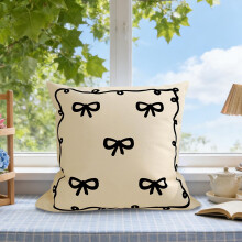 Housse de coussin amovible à motif nœud papillon, douce et floquée, 45 x 45 cm