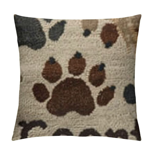 Housse de coussin courte en peluche, format king size – Os et pattes de chien