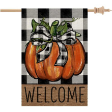 Bandera de otoño para casa BEAUTY, 28x40 pulgadas, arpillera de doble cara, decoración de bienvenida para jardín con estampado de calabazas y