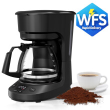 Cafetière à filtre 5 tasses, minuterie programmable, arrêt automatique, filtre réutilisable, réservoir de 740 ml (25 oz), noire