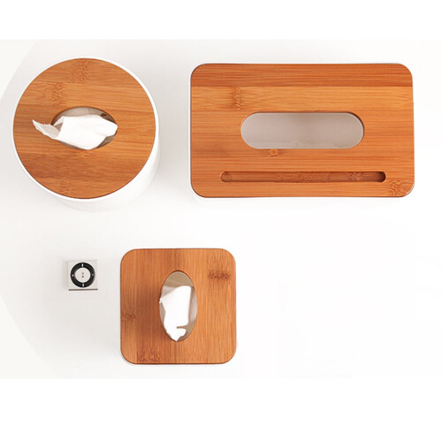 2er-Pack Taschentuchboxhalter aus Kunststoff und Holz 1