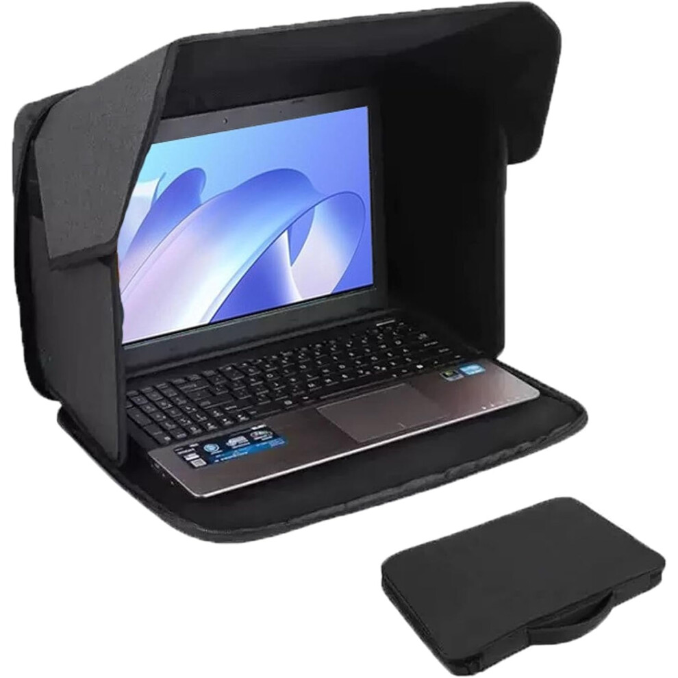 3-In-1 Laptop Case 16" W/ Anti-Glare Sunshade, Privacy Visor Hood & Foldable Shield Â Sun Blocking Bag For Outdoor/Remote Work/Travel 9496895903297
