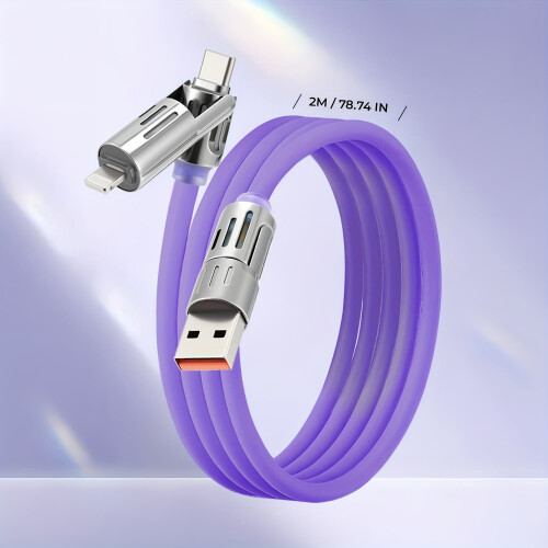 Καλώδιο γρήγορης φόρτισης 240W 4-σε-1 USB-C, πλεγμένο από αλουμίνιο, συμβατό με Samsung, 1