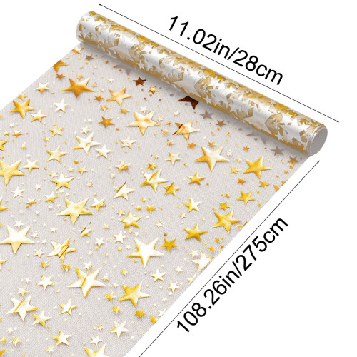 Gold Star Glitter Table Runner, Thin Mesh, 275 cm 2