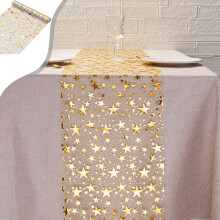 Chemin de table Étoile d'or pour les repas de fête
