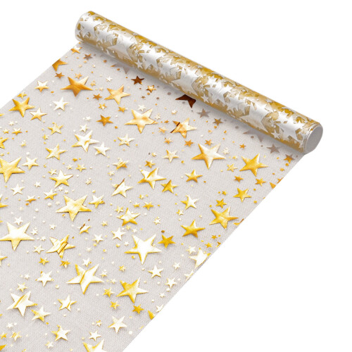 Gold Star Glitter Table Runner, Thin Mesh, 275 cm 1