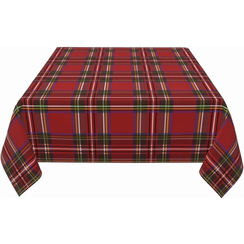 Firkantet juledug 132 cm rød bøffelplaid 2