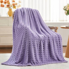 Super Soft Throw Blanket Lavender Premium Silky Flannel Fleece 3D Waffle Checkered Lightweight Bed Blanket All Season Use (Lavender, Throw(50"x70"))