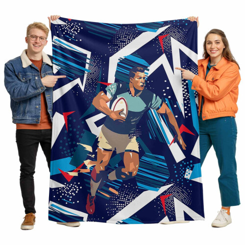 Couverture en flanelle à thème sportif 152 x 203 cm