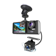 3-kamerors dashcam - fram och bak, backspegel, 1080P+720P+480P, mörkerseende, videoinspelning, säkerhetsinspelare för bilkörning