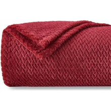Super Soft Queen Blanket Red Premium Silky Flannel Fleece Leaves Pattern Lightweight Bed Blanket All Season Use (Red, Queen(90"x90"))
