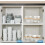 Kitchen Cabinet and Counter Shelf Organizer, Stackable & Expandable, White and Natural 3