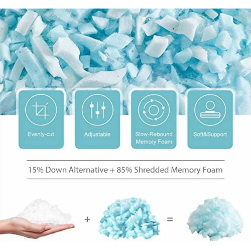 Queen Cooling Pillows Set of 2 Shredded Memory Foam 1