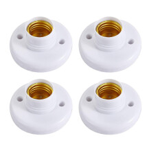 pulunto 4Pcs E27 Lamp Holder White Round Plastic LED Lamp Screw Base Lamp Socket Adapter