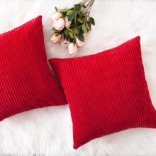 Housses de coussin corail 45 x 45 cm, lot de 2, velours côtelé