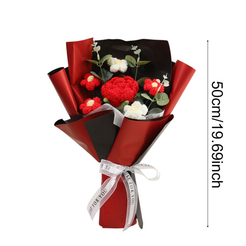 Buquê artesanal de rosas e girassóis de lã 1