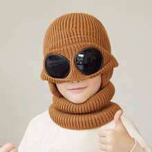 D GROEE Solid Color Elastic Hat Fall Winter Children Hat Glassed Decor Knitted Thick Warm Soft High Elasticity Full Resistant Unisex Winter