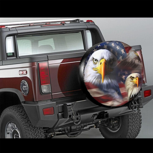 Αμερικανική σημαία Bald Eagles κάλυμμα εφεδρικού ελαστικού ανθεκτικό στις καιρικές 1