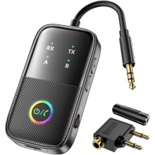 A5Pro Bluetooth-sändare/mottagare, 2-i-1-adapter för flygplan, TV-apparater, gym — Kompatibel med AirPods, låg latens och HD-ljud