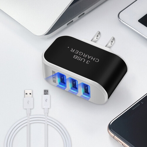 Încărcător USB Candy cu LED, compatibil cu Android, kit de încărcare pentru călătorie + cablu de date 1