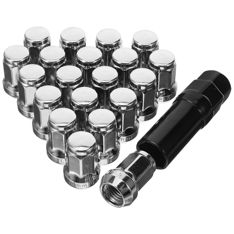 Worgeous Car Tire Lug Nuts Steel 21Pcs For Stylish Appearance Silver 9496895907288