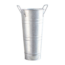 Vintage Galvanized Metal Flower Vase Bucket - Leak-Proof Water Vase for Flower Arrangements & Home Decor Silver