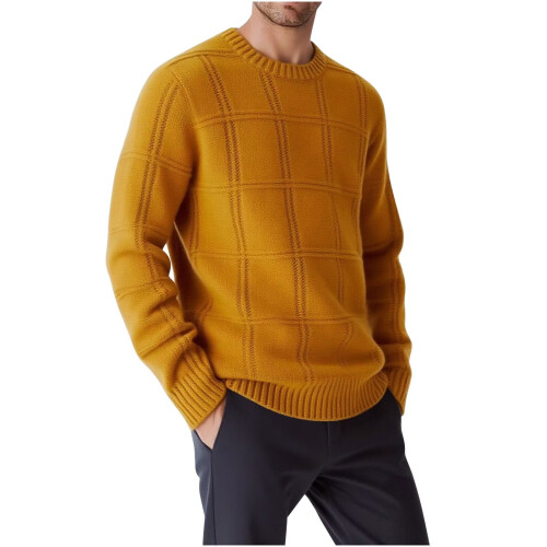Men's sweater solid color long sleeve round neck S