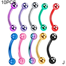 DESIGNICE10 db-os ívelt súlyzó rozsdamentes acél szemöldökpiercing ékszer tragus rudak porc piercing ajak bőr testékszer unisex